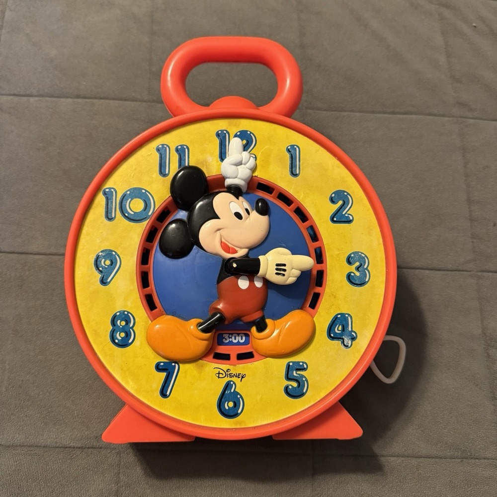 Vintage Disney Mickey Mouse Talking Educational Teaching Toy Clock Sound Works